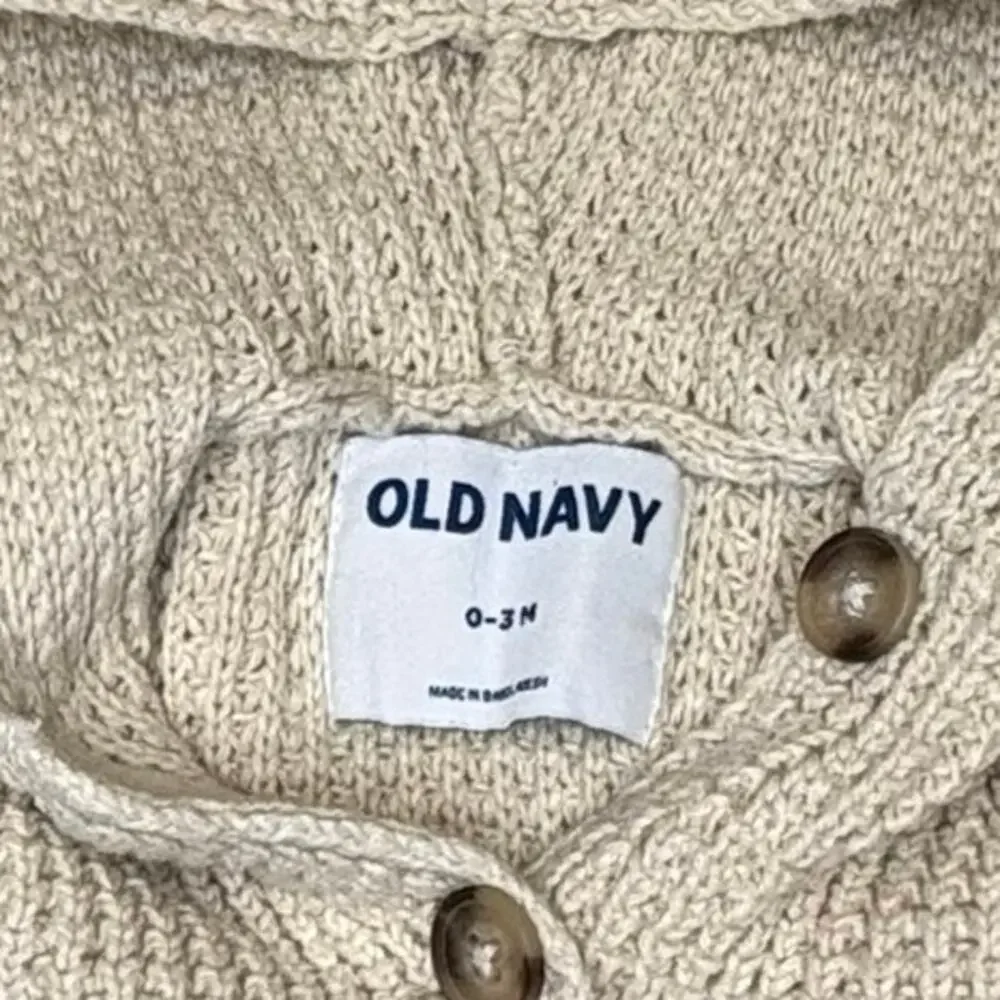 Old Navy Textured Cardigan Sweater Hoodie Girls/Boys 0-3M Cream Cotton